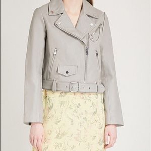 Maje Grey Leather Jacket sz 38 - Picture 2 of 2